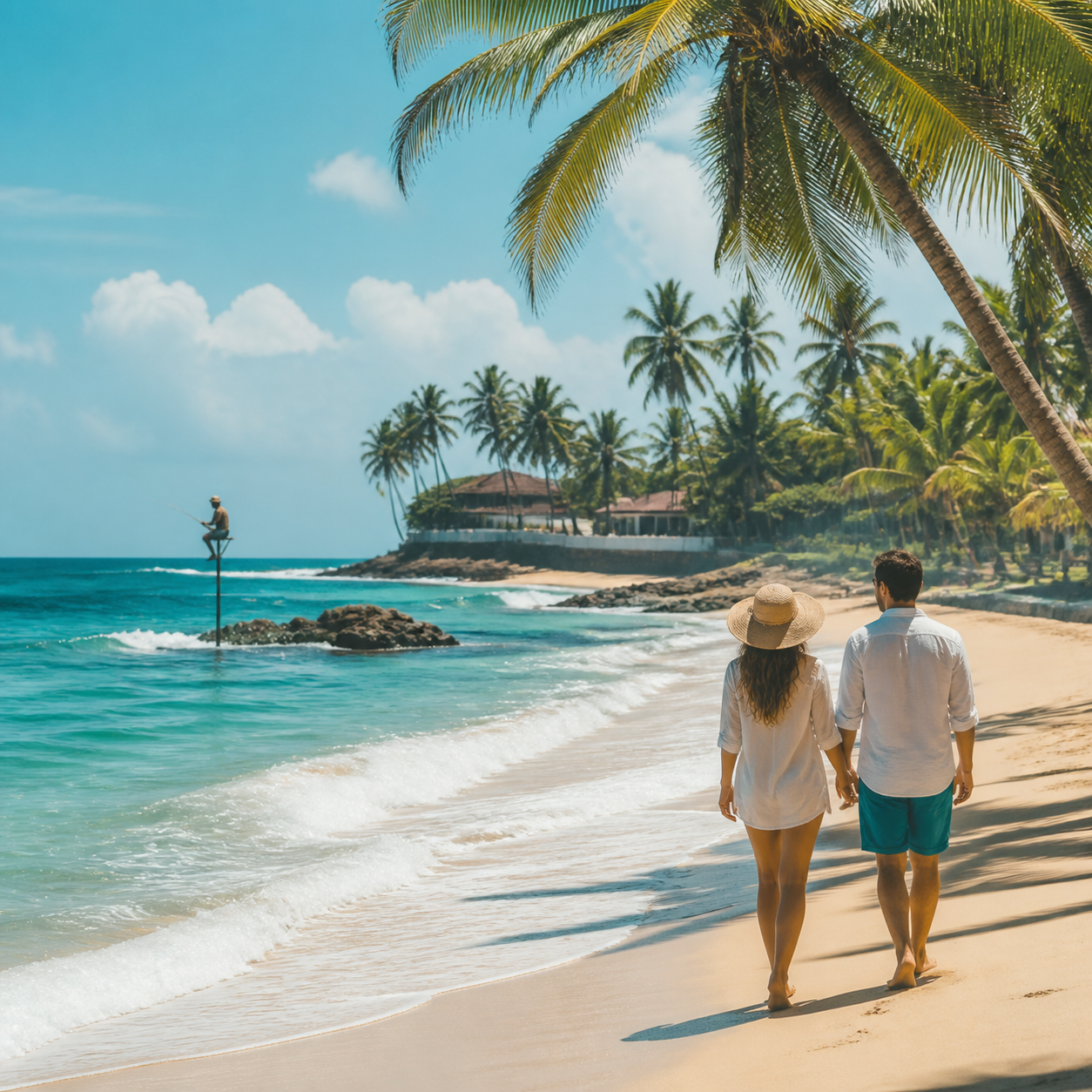 Southern Sri Lanka beach holiday with palm trees and ocean