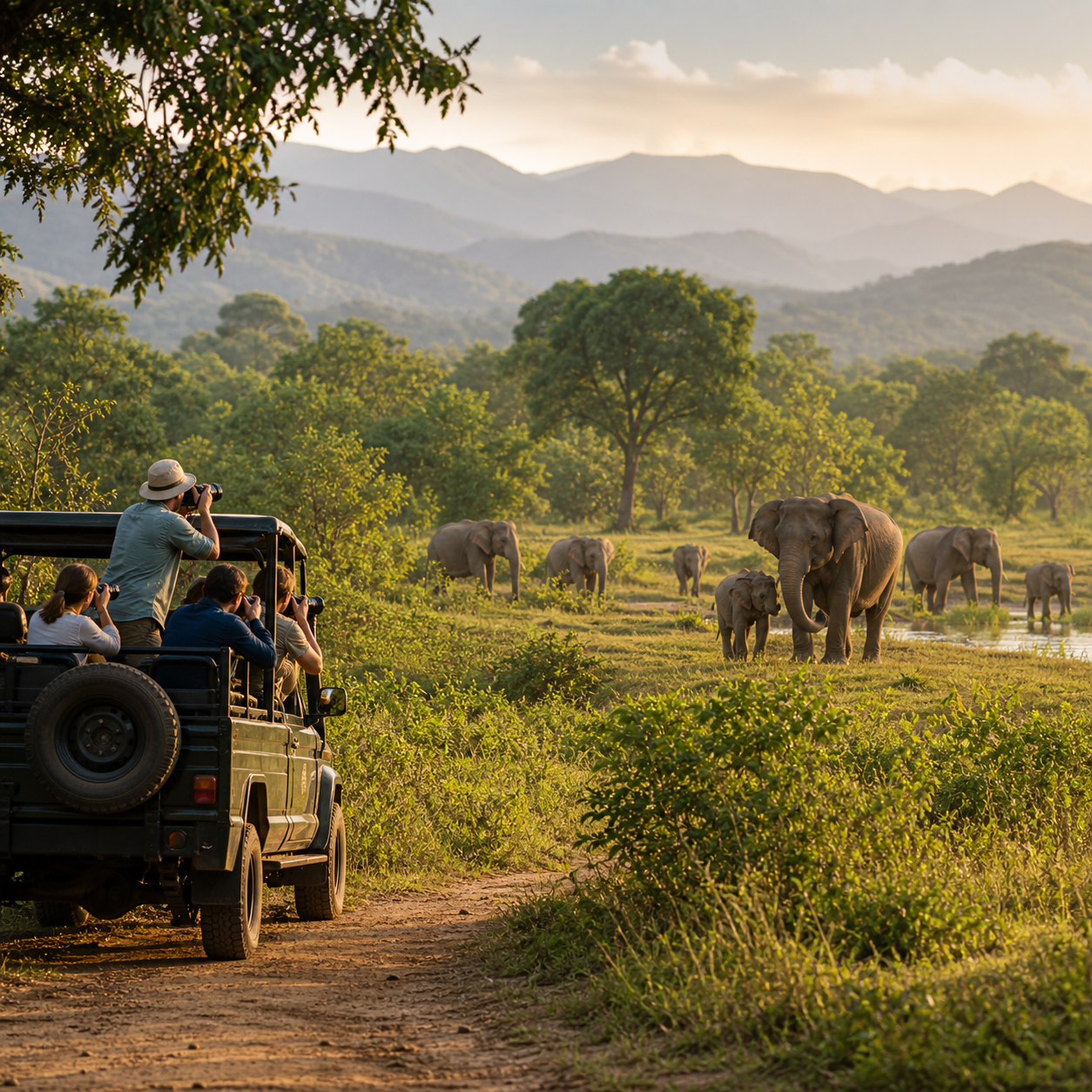 Sri Lanka safari with elephants and national park scenery